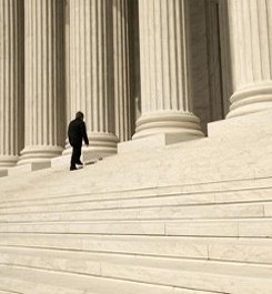 Man Entering Judicial Building